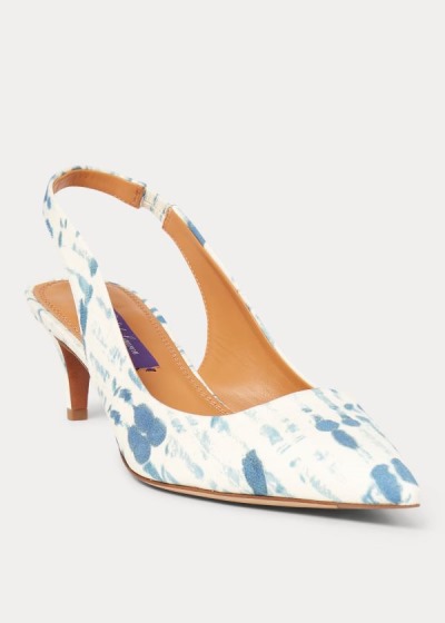 Bombas Ralph Lauren Mujer Azules / Blancos - Cleo Print Cotton - BVGMX2419